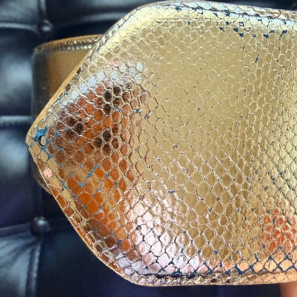 W. Kleinberg Wide Snakeskin Exotic Gold Luxury Leather Belt USA M/34\